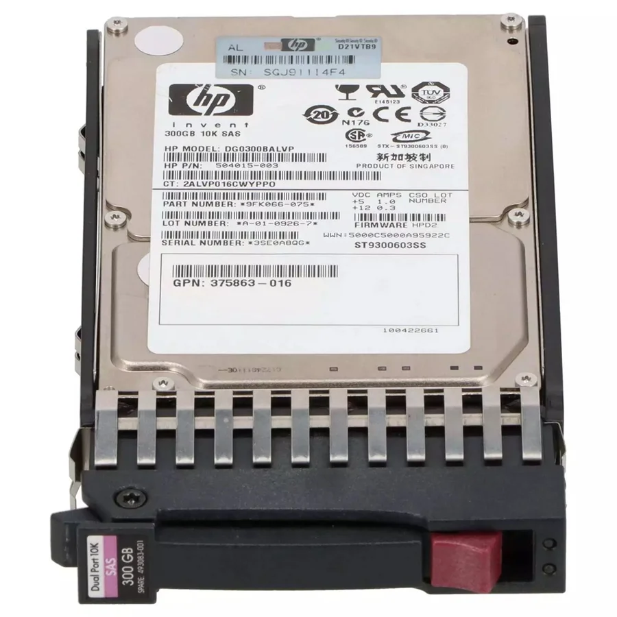 HP Proliant Hard Disk Drive 300-GB 3G 10K 2.5 Dual Port SAS 493083-001