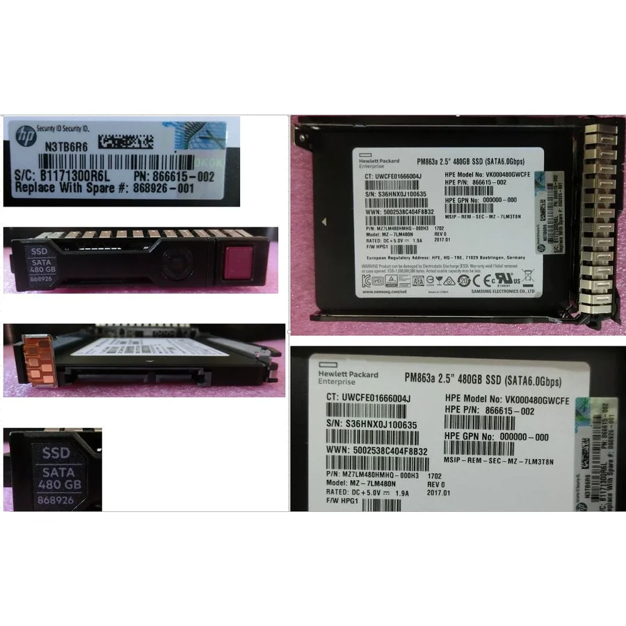 HP G9 G10 480-GB 6G 2.5 SATA RI SC Solid State Drive 868926-001
